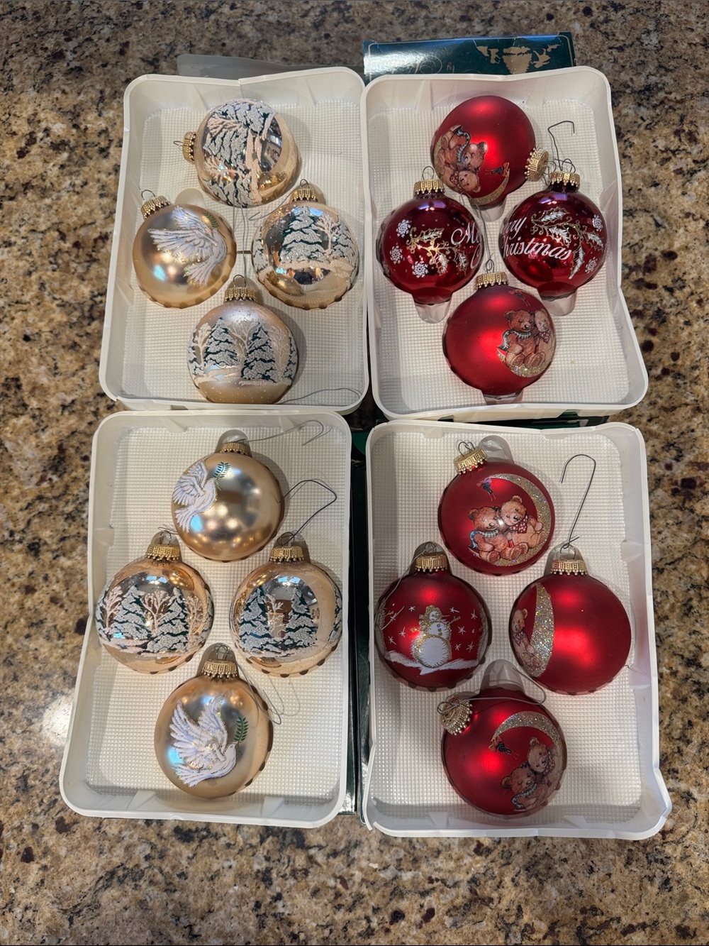 Festive Red & Gold Holiday Glass Ornament Set